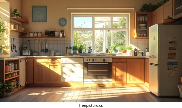 A Cozy Kitchen with Sunlight and Plants