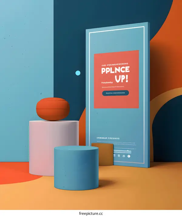 Abstract Colorful Geometric Shapes with 3D Render