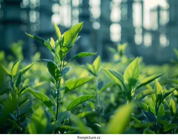 Close-up of Tea Leaves in a Tea Plantation