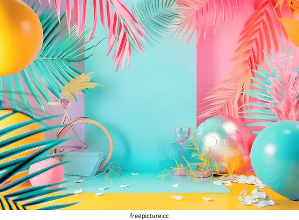 Summer Background with Pink and Blue Colors
