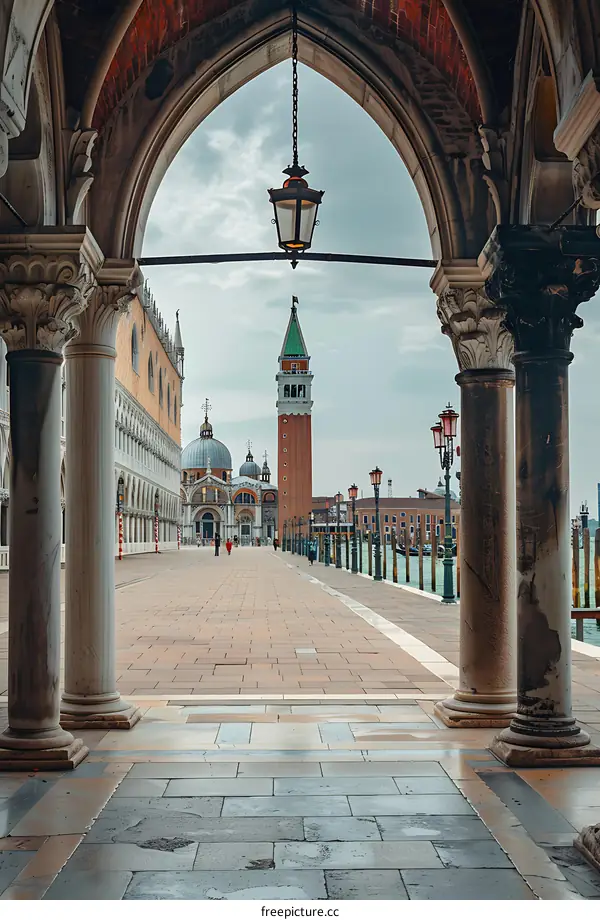 Venice, Italy, Archway View of the Campanile and Basilica