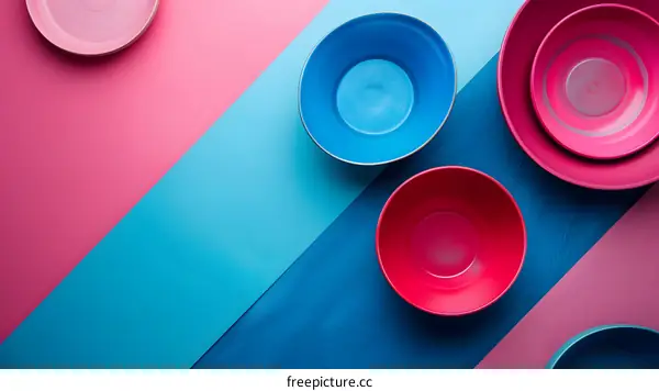 Colorful Bowls on Diagonal Lines Abstract Background