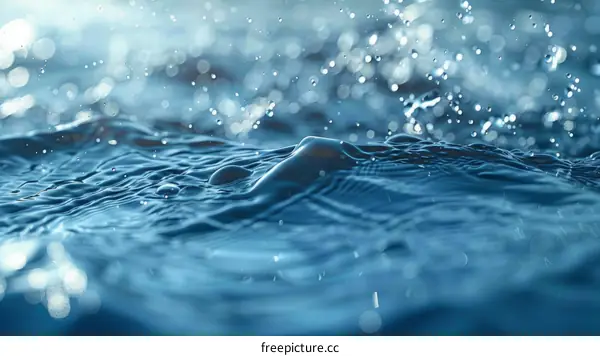 Water Surface with Splash and Bubbles