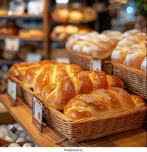 Loaf of bread in a basket