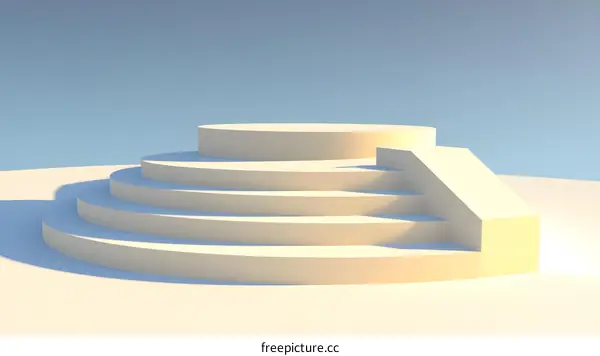 Abstract 3D Stage Minimalist Geometric Steps White Podium Background