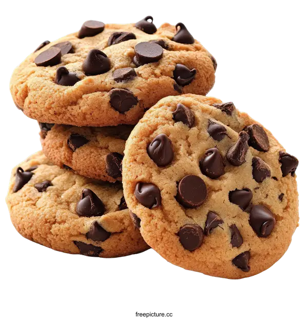 [Transparent Background PNG]Delicious Stack of Chocolate Chip Cookies