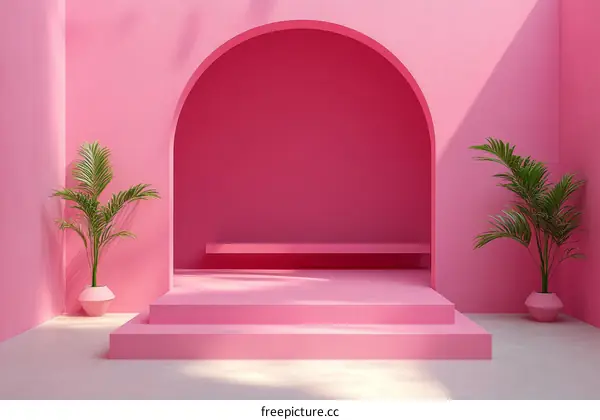 Pink Minimalist Archway Display Setting