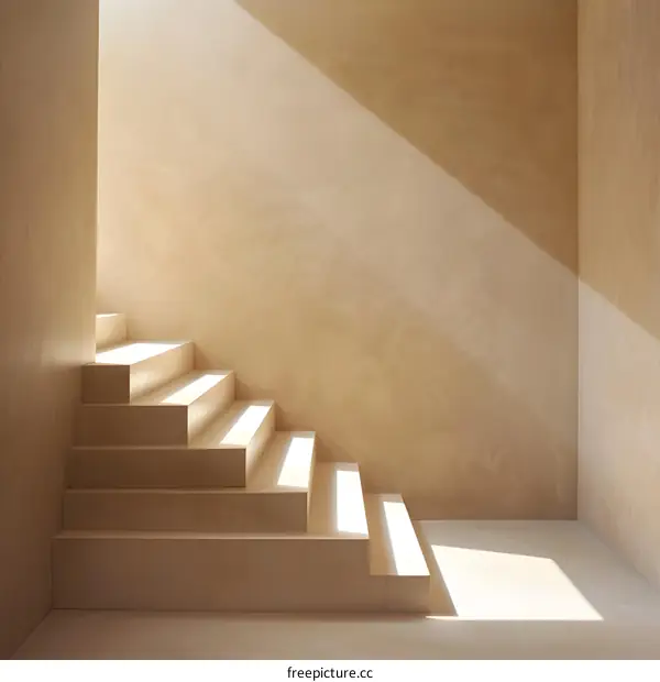 Modern Minimalist Interior Design with Light and Shadows on a Staircase