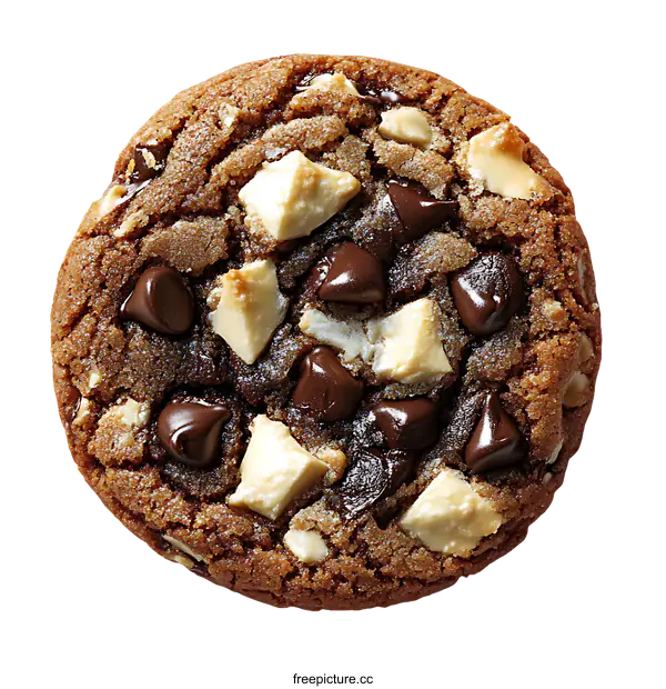 [Transparent Background PNG]Close Up of a Chocolate Chip Cookie with White Pieces