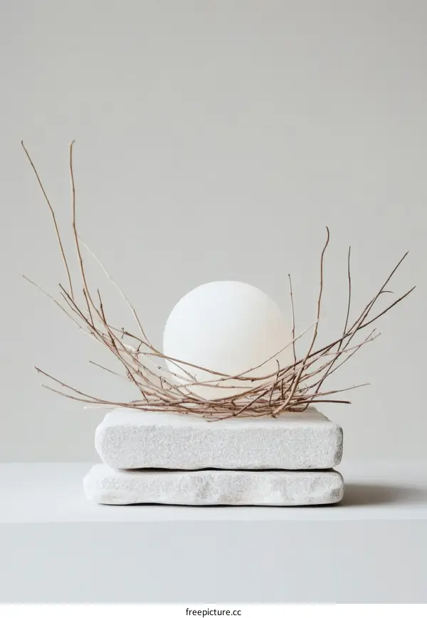 Minimalist Table Lamp with Natural Branches