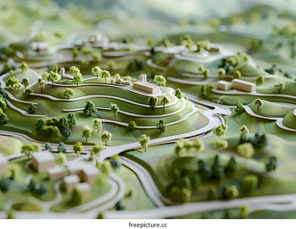 Miniature countryside landscape model