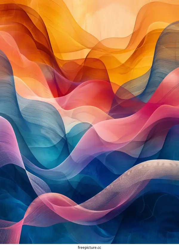 Colorful abstract painting with a wave-like pattern