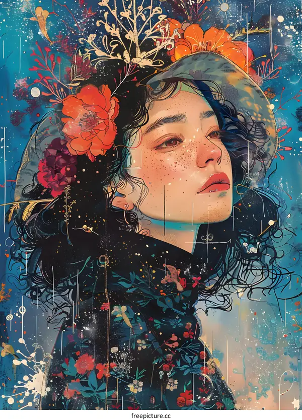 Woman with Flowers in Her Hair