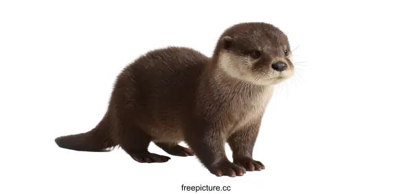 [Transparent Background PNG]Adorable Baby Otter Against White Background