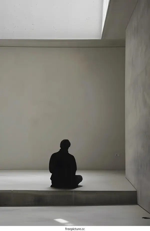 Person Sitting In Modern Architecture