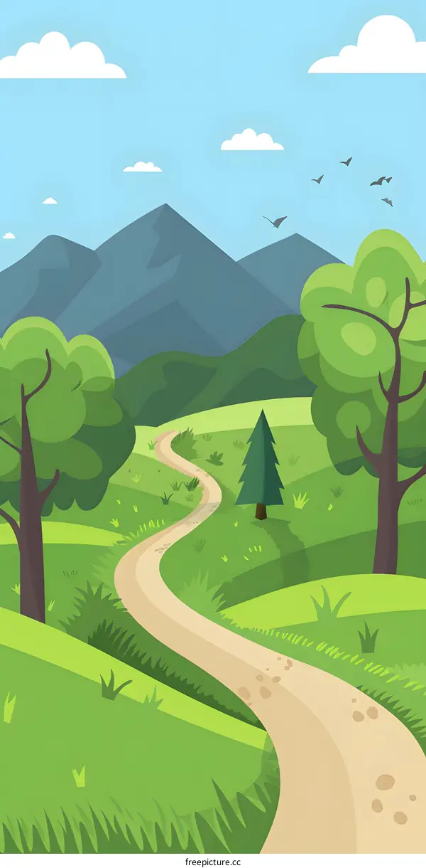 Winding Road Through Green Landscape