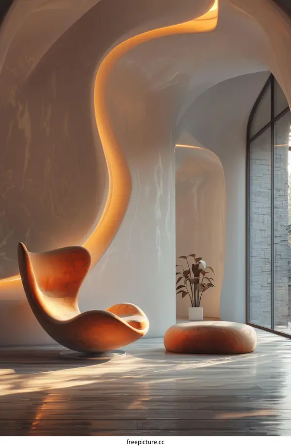 Modern Interior Design with Curved Walls and Organic Shapes