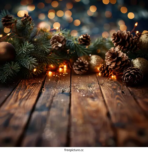 Christmas Still Life with Pine Cones and Ornaments