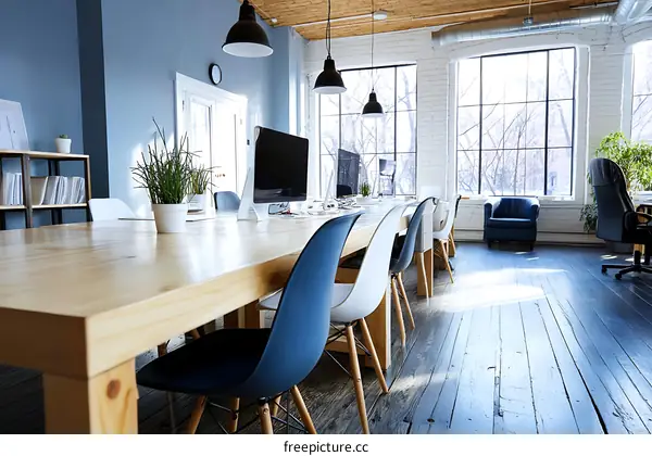 Modern Open-Plan Office Space with Natural Light