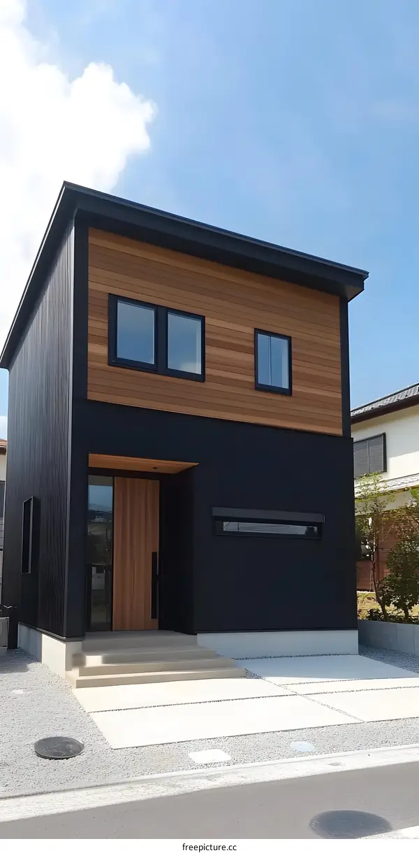 Modern Black and Wood House Exterior