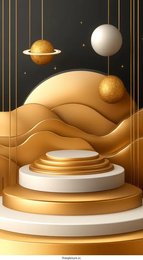 Luxury Golden Abstract Display Stage