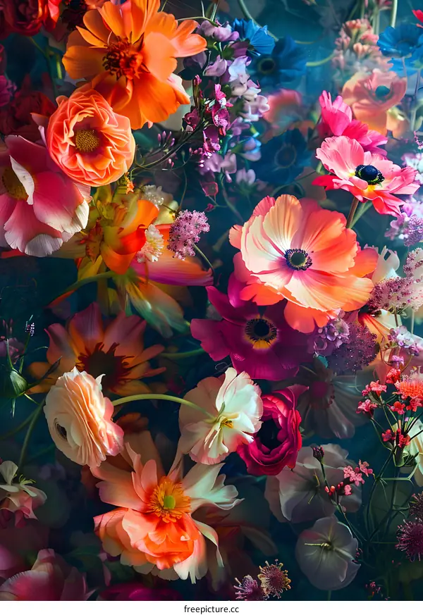 Colorful Flower Bouquet with Vivid Colors