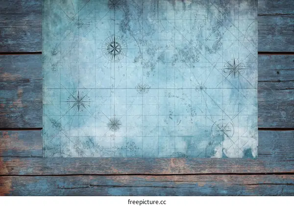 Vintage Nautical Map on Wooden Background