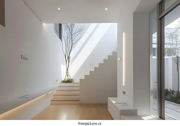 Modern Minimalist White Staircase Interior Design
