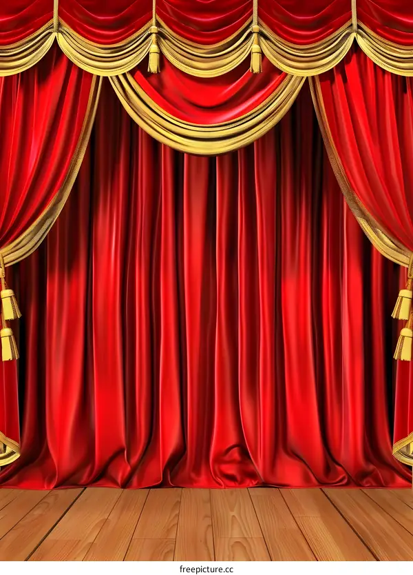 Red Velvet Curtains with Gold Trim
