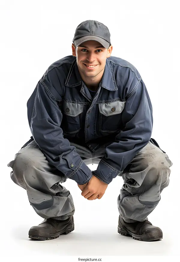 Construction Worker Crouching