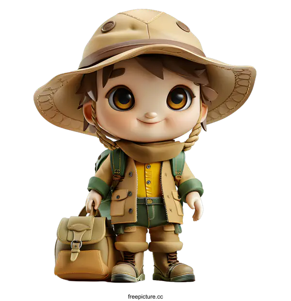 [Transparent Background PNG]cute cartoon boy in safari outfit
