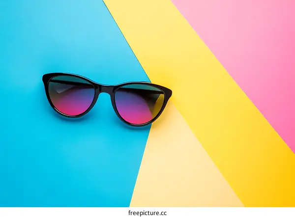 Black Sunglasses on a Colorful Background