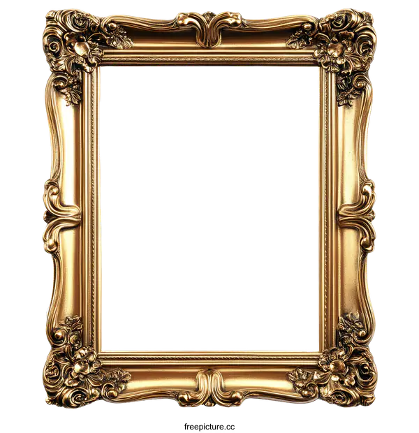[Transparent Background PNG]Ornate Gold Picture Frame