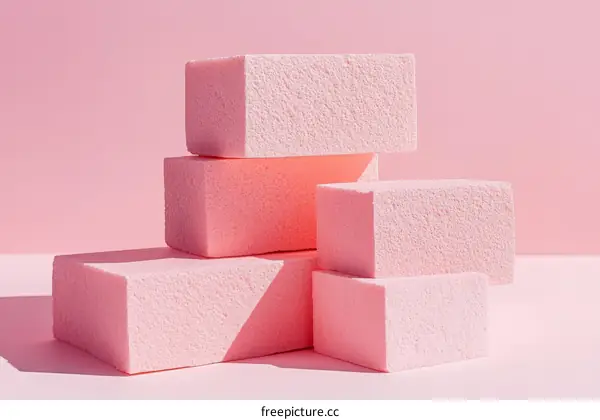 Pink Foam Blocks Abstract Composition