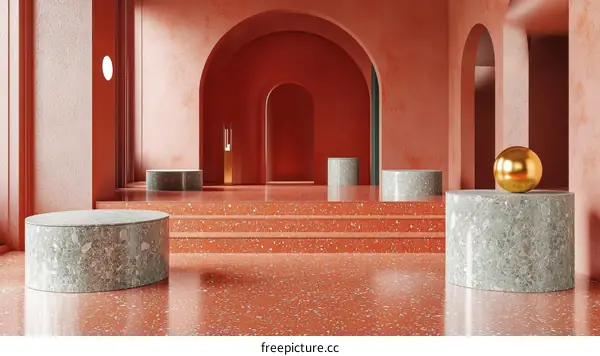 Modern Interior Design Display with Terrazzo Flooring