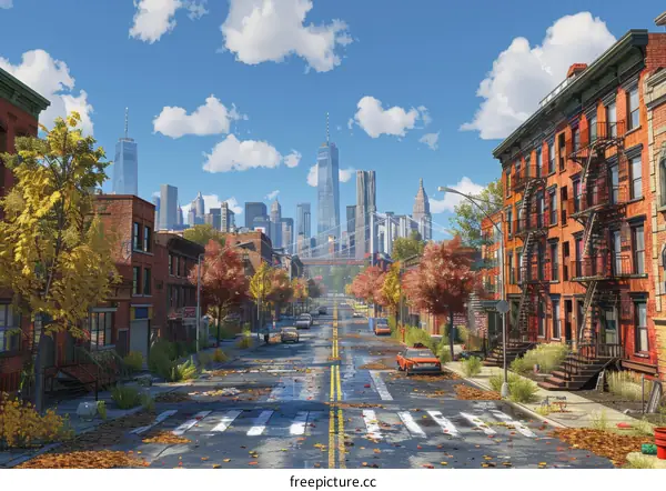 Autumnal New York City Street Scene