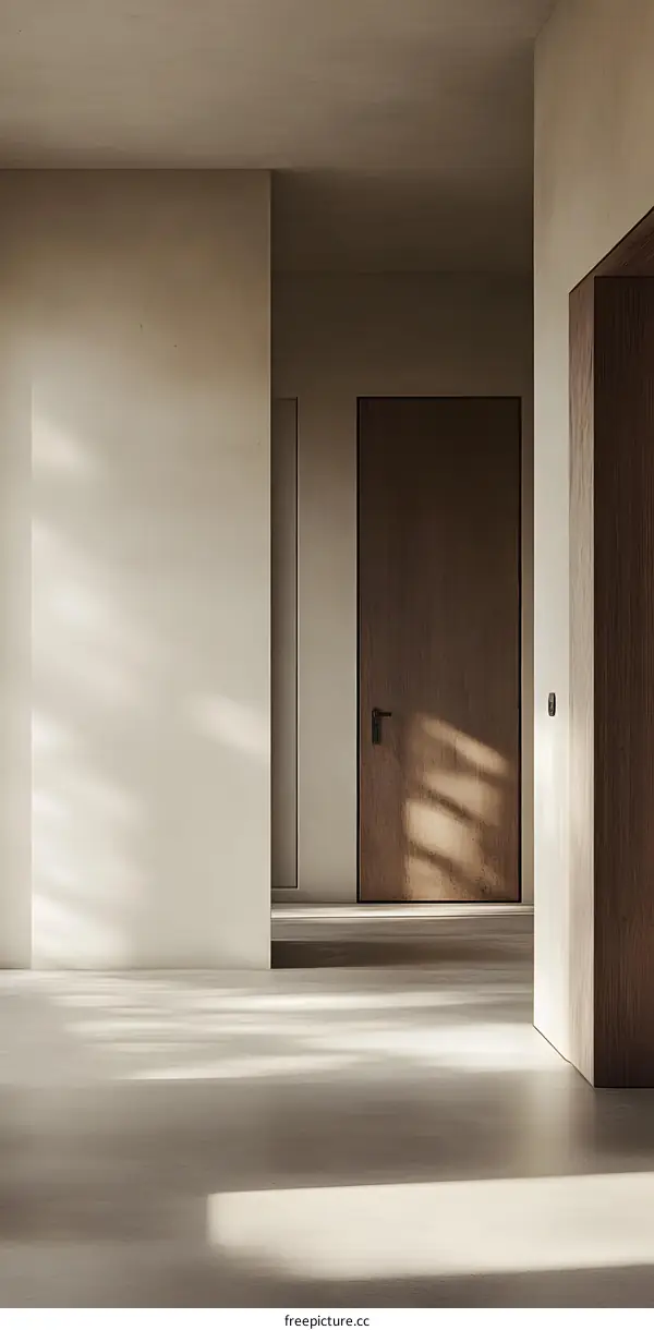 Minimalist Interior Design With Natural Light And Wooden Doors
