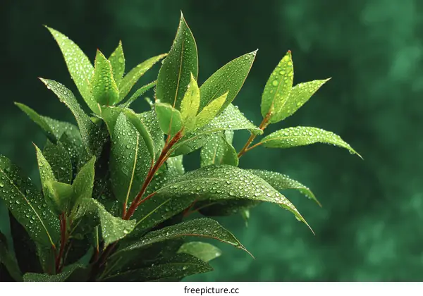 Close-up Fresh Leaves with Dew Drops