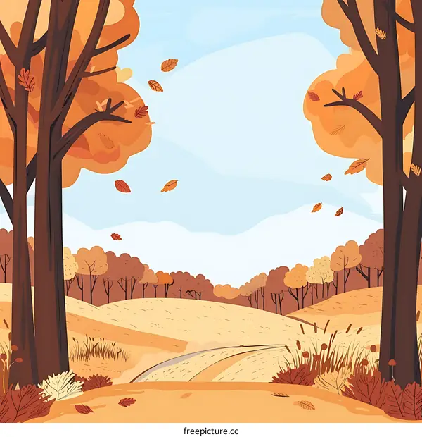 Autumn Landscape With Trees And Path