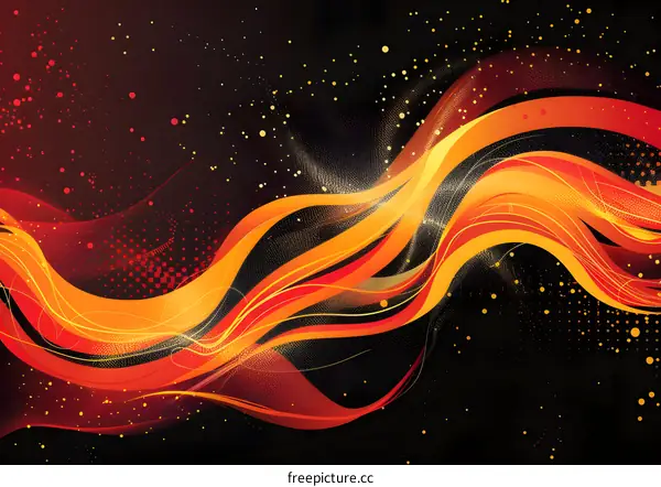 Abstract Background with Orange and Red Flowing Lines