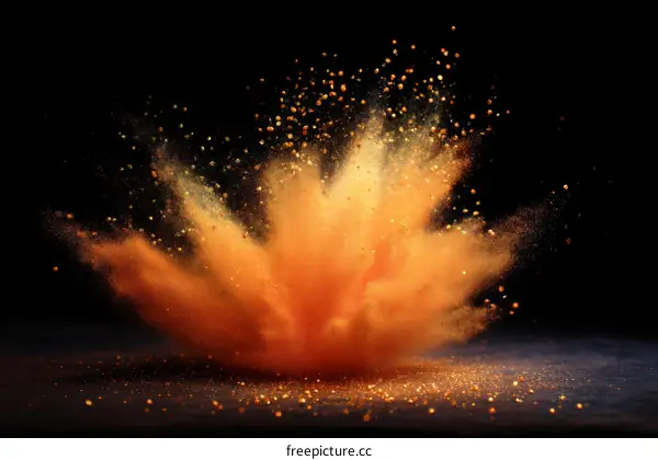 Orange and Gold Powder Explosion Abstract Art