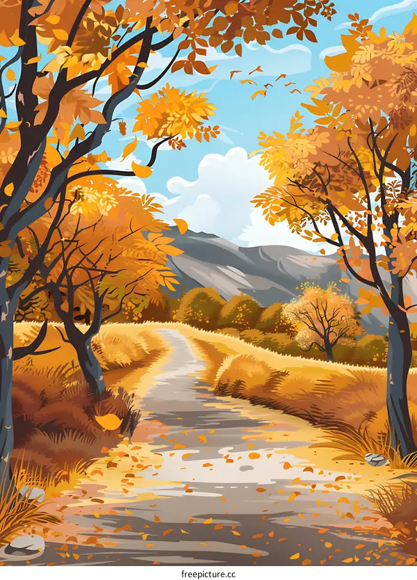 Autumn Path Through The Woods