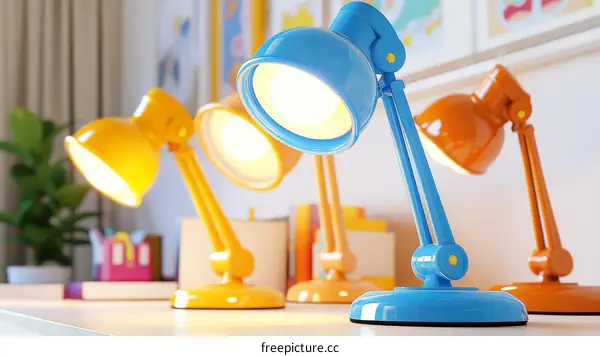 Colorful Desk Lamps in a Kids Room
