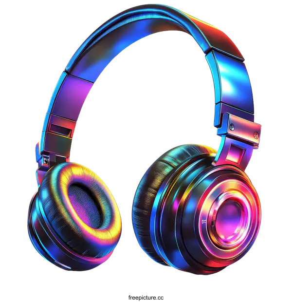 [Transparent Background PNG]Colorful Holographic Headphones Display