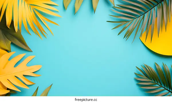 Tropical Palm Leaves Summer Background