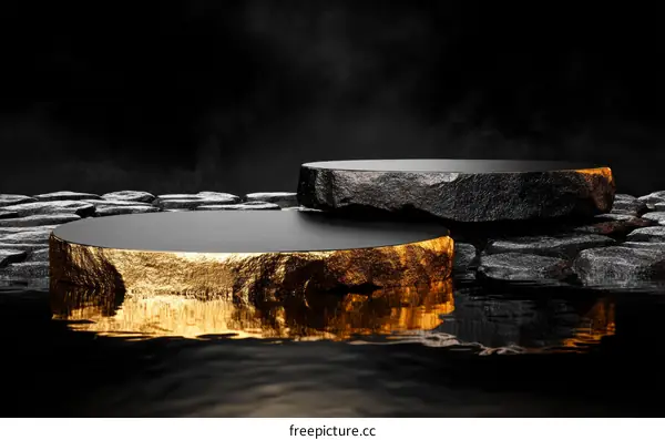 Luxury Gold and Black Stone Product Display