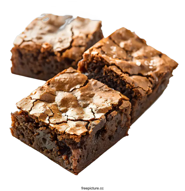 [Transparent Background PNG]Three pieces of chocolate brownie