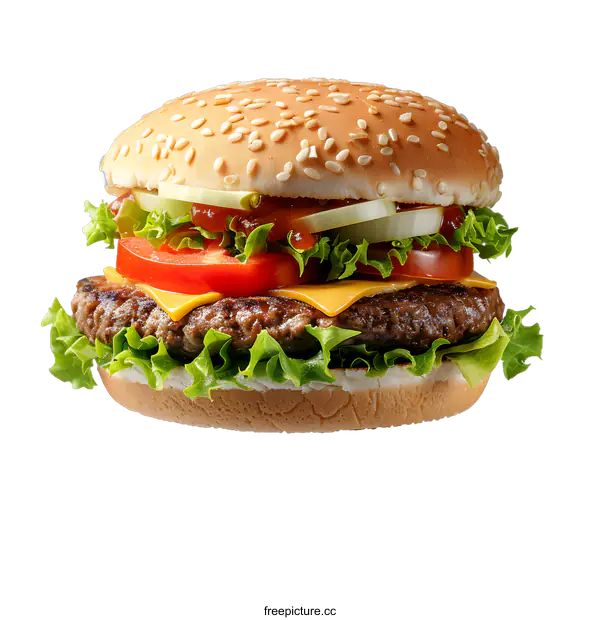 [Transparent Background PNG]Delicious Burger with Sesame Seeds