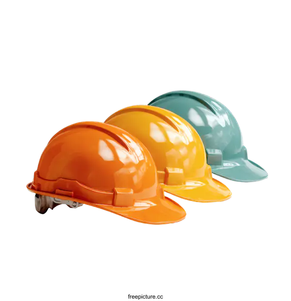 [Transparent Background PNG]Safety Hard Hats in Different Colors