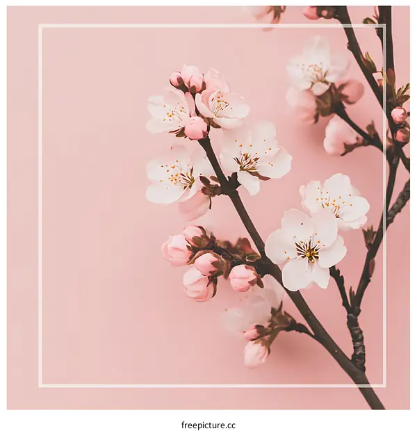 Pink Background with White Blossoms